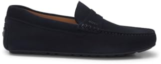 BOSS Hommes Noel Mocc Mocassins en Cuir suédé avec Finition Penny