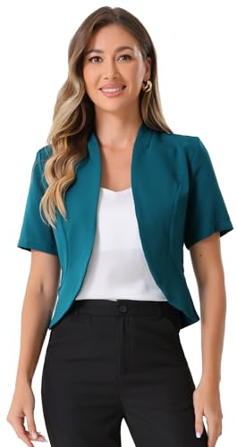 Allegra K Women Business Casual Short Sleeve Blazers 's Shrug Jacket