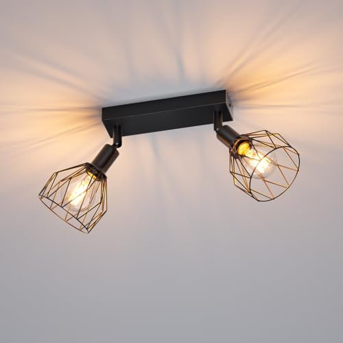 Klighten - Foco de techo (estilo vintage, E14), color negro orientable, lámpara de techo industrial, para cocina, dormitorio, sala de estar, 26,5 cm, bombilla no