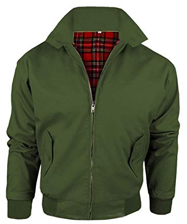 Miss Trendy Classic Vintage Harrington Jacket for Men and Women Retro 1970s Style Bomber Coat with Tartan Lining Unisex Scooter Jacket Casual Outerwear Size S-5XL