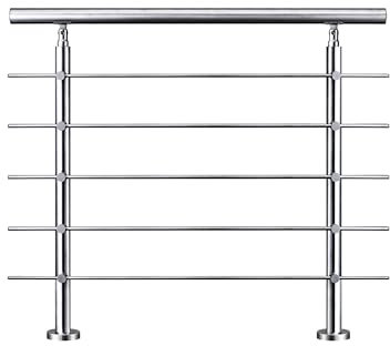Garde-corps 80cm avec main courante, en acier inoxydable 201, pour intérieur et extérieur, garde-corps avec 5 traverses