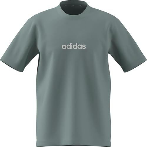 adidas Men's Essentials Linear Single Jersey TEE, Wonder Sage/White, L Tall