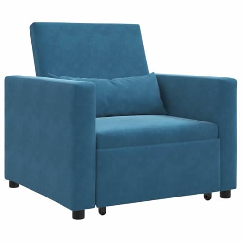 vidaXL Sillón Azul Moderno y Elegante para Sala de Estar y Dormitorio | Silla Tapizada Moderna con Cojín Desmontable Ideal para Asientos Funcionales de Relajación Cómoda Muebles de Tela de Poliéster