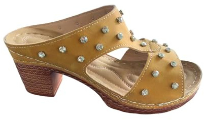 TDEOK Sandals Women's Wedge Heel Glitter Wedge Sandals with Rhinestone Open High Heels Slip-On Sandals with Block Heel Slip-On Summer Sandals Breathable Beach Sandals Fish Mouth Pumps Size 36-43