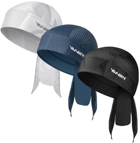 YANIKY Bandana Skull Caps for Men Women Quick-Drying Cooling Do Rag Breathable Durag Cap Helmet Liner for Cycling Running