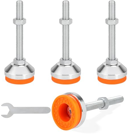 EXLECO 4pcs Piedini Regolabili per Livellamento Pesanti M12 × 100mm Ø50mm Regolabile Sotto Carico, Piedini Livellanti per Mobili in Acciaio Carbonio Gambe a Vite per Banco da Lavoro, Macchina, Armadio