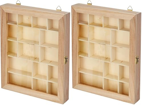 Artemio Display case, Wood, Beige, 23 x 28 x 4 cm (Pack of 2)