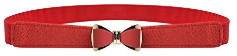 Syuer Damen 1 Breite Schleife Skinny Elastischer Taillengürtel Dehnbarer Gürtel Dünner Gürtel (S-M (65-82cm), Rot)