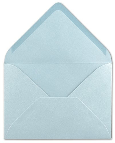 100 DIN C6 Briefumschläge Hellblau - 11,4 x 16,2 cm - 120 g/m² Nassklebung Brief-Hüllen ohne Fenster für Einladungen von Ihrem Glüxx-Agent