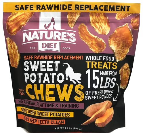 Nature's Diet Sweet Potato Chews XL 2lb Bag Safe Rawhide Replacement, Natural Treat, Training, Teeth, Healthy Snack for Dogs