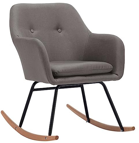 vidaXL Chaise à Bascule Siège à Bascule de Salle de Séjour Fauteuil à Bascule de Salon Meuble de Salle de Séjour Maison Intérieur Gris Clair Tissu