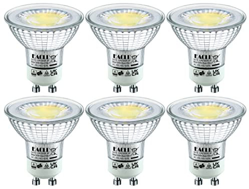 EACLL 6er-Pack GU10 LED Kaltweiss 4.9W Ersetzt 60W Halogen Leuchtmittel, 470 Lumen 6000K Birnen, AC 230V Flimmerfrei Strahler, Abstrahlwinkel 38° Spot, Nicht Dimmbar Reflektorlampen