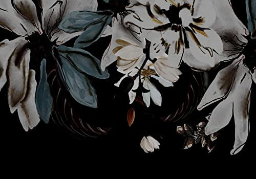 Wesmilewallpaper Papier Peint Panoramique 3D Papiers Peints Intissé Aquarelle Art Fleurs Fond Noir Art Peinture À L'Huile Tapisserie Murales Papier Peint Poster 430x300cm