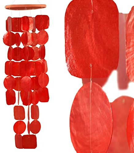 ART-CRAFT Capiz Muschel Kette Girlande rot als hänge Deko für Fenster oder deko Wohnzimmer Garten Dekoration Länge 70cm