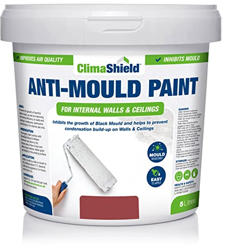 SmartSeal Anti Mould Paint - 5 Litres - For Bathroom, Kitchen and Bedroom Walls & Ceilings. Ultimate Protection Against Dangerous Mould - 5yr Mould Resistance - Brick Red Finish
