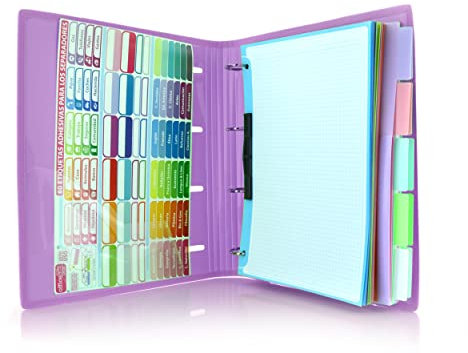 Carpeta & Block A4 Blush Pastel - Carpeta de 4 Anillas con bordes reforzados y Cierre de Gomas - Incluye 100 hojas con 10 Separadores Dobles mas 80 Indicadores adhesivos by Office Box
