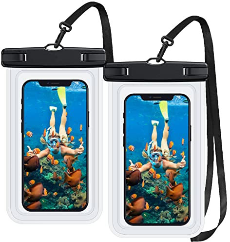 CNMTCCO Waterproof Phone Pouch, 2 Pack IPX8 Universal Swimming Underwater Waterproof Phone Case with Lanyard for iPhone 16 15 14 13 Pro Max Xs Max XR XS X Samsung S21 S22 S23, Up to 7 Inch (Clear)