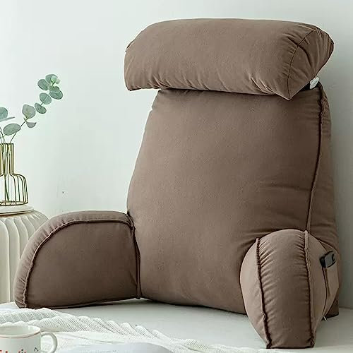 Miaogoo Almohada de lectura para sofá cama, cómoda almohada de respaldo extraíble, almohada de apoyo suave para el cuello, cojín de respaldo para alivio del dolor (marrón)