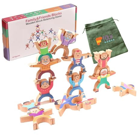 Juguete de Madera Montessori - Juguete Inclusivo - para Aprender Jugando y desarrollar Creatividad y Educación Emocional a través de Construir Torres con Las Figuras de Equilibrio - a Partir 3 Años