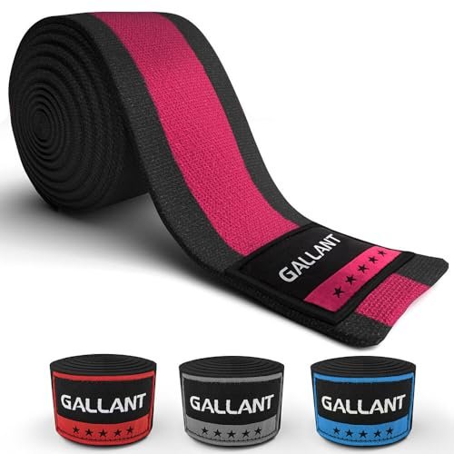 Gallant Boxing Hand Wraps - 2.5 Meter Elasticated Bandages - Thumb Loop Under Mitts Straps - Wrist & Inner Hand Gloves Protection in Kickboxing, MMA, Martial Arts, Muay Thai, Training (Pink)