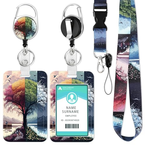 Funda para tarjeta de identificación con banda, llavero extensible con porta credenciales, llavero con mosquetón para mujeres, profesores, enfermeras, doctores, estudiantes
