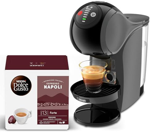 NESCAFÉ DOLCE GUSTO De'longhi Genio S, Macchina per Caffè Espresso e Altre bevande in capsula, Automatica, Antracite + Espresso Napoli Caffè 96 capsule