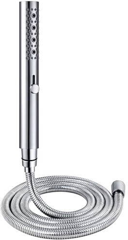 HardiValue Ganzmetall-3-Funktions-Handbrause für Das Bad, Wassersparender Rundbrausekopf Mit Massagefunktion, Pflegeleichte Silikondüse, Chrom (showerhead with hose)