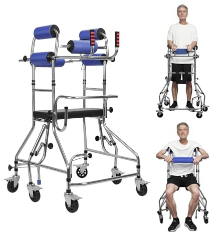 loyliawa Walker, Walkers for Seniors, Hemiplegia Rehabilitation Standing Frame, Walker Aid for The Disabled, Walking Assistance Devices, Anti Recline, Lower Limb Training, Adjustable Width and Height