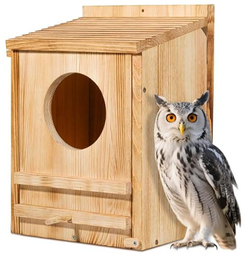 Caja de anidación de búhos de granero, caja de anidación de búhos para exteriores, caja de anidación de búhos de madera, cajas redondas huecas de gran calibre, adecuadas para chirridos de vida