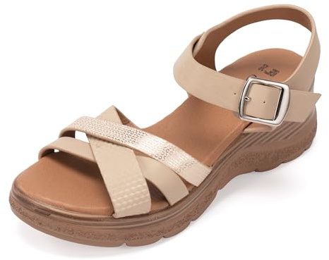 JOMIX Sandali Estive Comodi da donna Scarpa Casual Antimacchia e Antiscivolo Sostegno Dell'arco Plantare Design con Fibbia Regolabile Elasticità Regolabile WWS250187