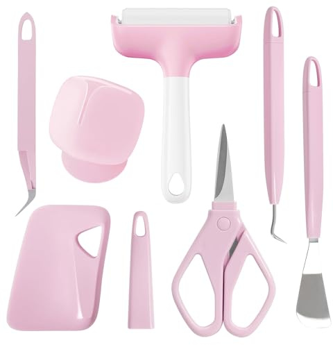 Ryebme Kit Completo de Herramientas para Manualidades 7 en 1 - Perfecto para Transferencia Térmica, Scrapbooking, Estampación, Relieve y Más (rosa)