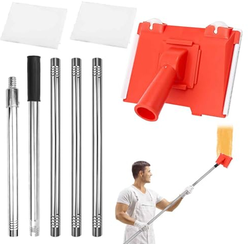 Paint Edge Trimmer with 2 Replacement Pads, Paint Edger Tool with Extension Pole, Edge Latex Painting Flat Edging Tools with Brush, Achieve Flawless Edges on Walls, Ceilings, Corners
