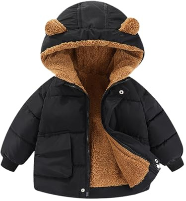 Generisch - Chaquetas de transición para bebé niño y niña, invierno con orejeras, chaleco, ropa de abrigo, ropa de bebé, primera equipación, conjunto de ropa para bebé niño, Negro , 12-18 meses