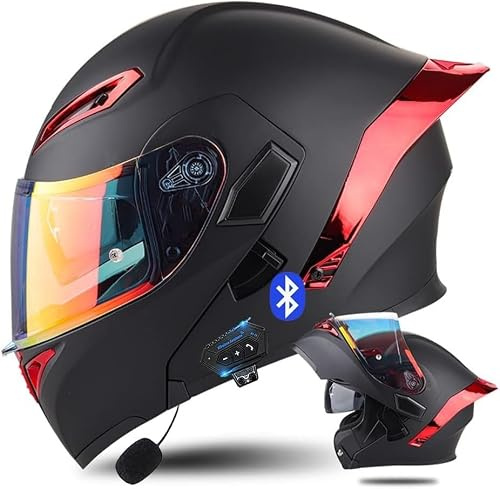 Kcolic Casque Moto Modulaire Bluetooth Queue, Casque Avant Rabattable Homologué ECE, Double Visière, Casque Intégral Intégré avec Microphone Double Haut-Parleur pour Adultes Hommes Femmes K,Small