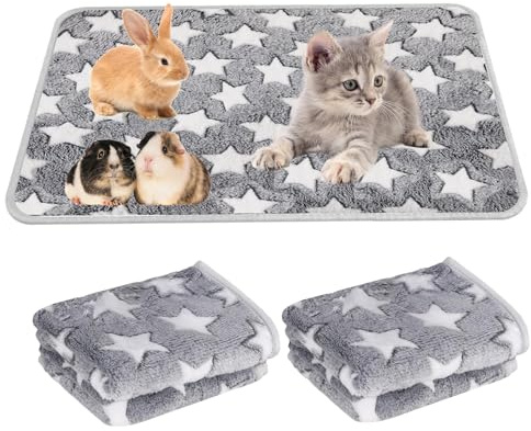 UCFBWO 3 Tappetini Assorbenti Riutilizzabili per Gabbie per Porcellini D'India Coperte, Tappetini Lavabili per Piccoli Animali, Lettiera per Conigli, Criceti, Cuccioli (60 x 40 cm)