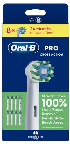Oral-B Pro Cross Action Toothbrush Heads, Pack of 8 Counts, Suitable for Mailbox