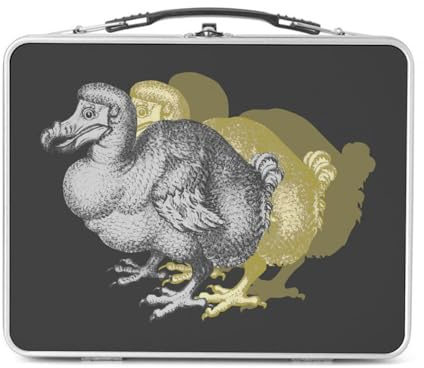 Fabulous Lunch Box Métal Argenté pour Sandwich et Snack - Dodo Oiseau Planches Biologie Illustration Ancienne - Boîte à Goûter Aluminium Gamelle Rigide Style Rétro Imprimée en France