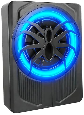 Realdio Subwoofer attivo per veicoli, progettato per essere posizionato sotto il sedile, 1000 W di potenza massima, driver da 10 pollici, con illuminazione ambientale blu, amplificatore integrato.