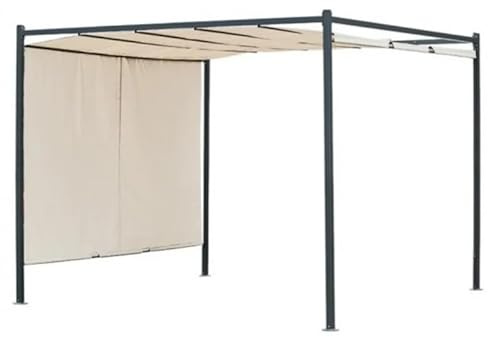 Pergola da Giardino 3x3 metri in Acciaio con Telo Scorrevole Retrattile in Poliestere 180 g/m²