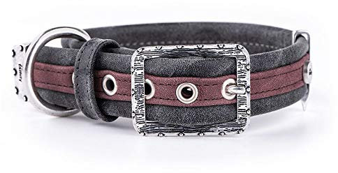 MyFamily Hundekragen in Italienisch verstellbar wie in Italien, Metall -Oberflächen im Alten Silber, bequem und resistent, handgefertigt, London Sammlung