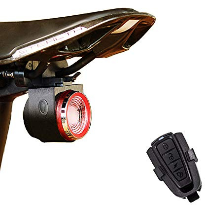 XIAOKOA Fanali Posteriori per Biciclette, Allarme Intelligente,USB di Ricarica, Impermeabile,Con Telecomando Senza Fili