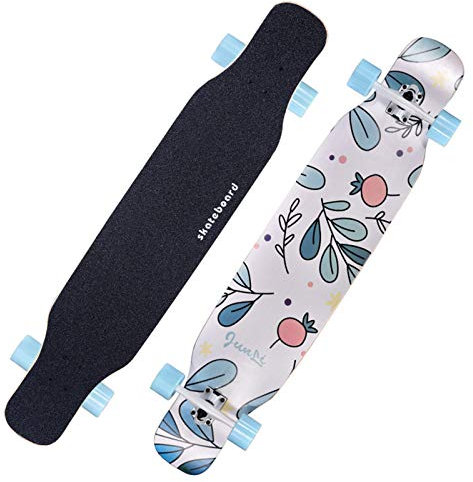 NENGGE Longboard Skateboard Cruiser komplettes Board Ahorn Longboard Jungen und Mädchen Bürste Street Dance Board Anfänger Erwachsenen Teen Allrad-Skateboard Profi Komplettboard 118cm × 24cm,O