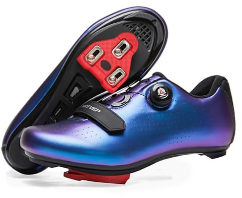 Mujer Zapatillas de Ciclismo para Hombre Zapatillas de Bicicleta de Carretera compatibles con Look SPD SPD-SL Delta Cleats Zapatillas de Bicicleta para Interiores Exteriores Azul EU 38