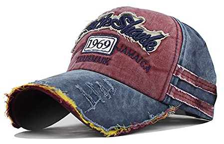 YULOONG Berretto da Baseball in Cotone Vintage Moda Denim Lavato Retro Bordo Sfrangiato Cappello da Sole Cappello da Camionista Ricamato Cappellino Sportivo Casual Taglia Regolabile per Uomo Donna