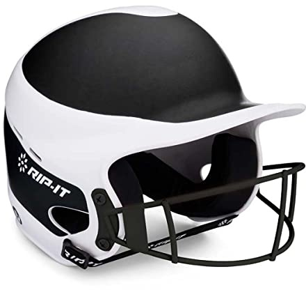 RIP-IT | Vision Pro Softball Batting Helmet with Face Mask | Matte | Two-Tone Black M/L | Lightweight Women’s Sport Equipment