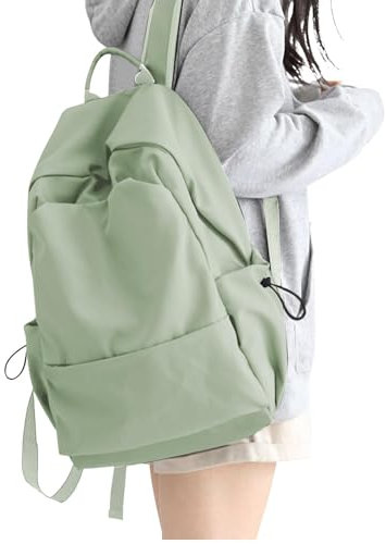 HYC00 School Backpack Womens Causal Travel School Bag for Teenage Girls Boys Secondary Backpack Lightweight 14 Inch Laptop Rucksack Bag for Women Casual Daypack Bookbag for College Work, Light Green
