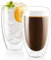 Keyoung Pack of 4 Double-Walled Coffee Glasses, 450 ml, Latte Macchiato Glasses, Floating Effect, Cappuccino Cups Made of Borosilicate Glass, Thermal Glasses for Latte Tea, Any Drink