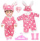 Puppenkleidung für 18 Zoll Babypuppen, Overall, Mütze, Socken, Kleiderbügel und Schnuller, Puppenkleidung kompatibel mit Neugeborenen von 30-45 cm, Mädchengeburtstag (Kaninchen) (Keine Puppe)