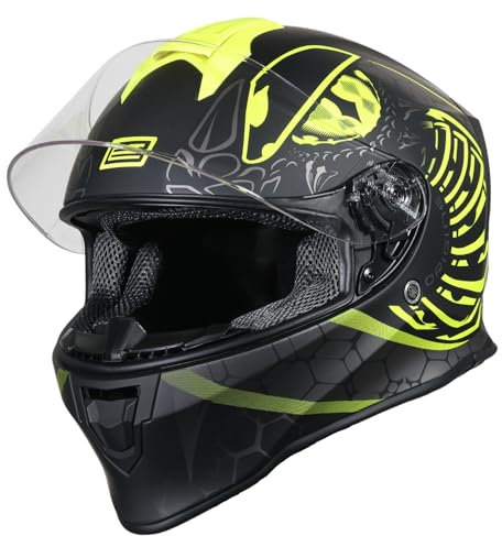 ORIGINE On Road Integral-Motorradhelm mit ECE-Belüftung (Fighter MATT Fluo Jaune-Noir, L)