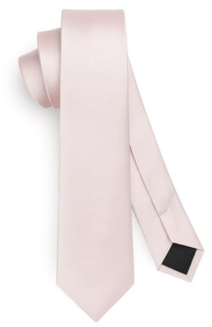 HISDERN Light Pink Tie Silk Skinny Tie Slim ties For Men Solid NeckTie Classic Formal Tie For Business Wedding(6cm)